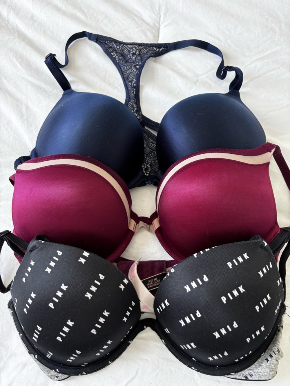 Victoria's Secret & pink Black Lace Racerback T-Shirt Bra 34B